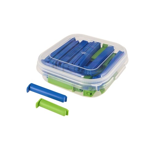 Set 30 clame pentru pungi, Casa Plastor, 20 x 10.5 cm + 10 x 6.5 cm, multicolor, plastic