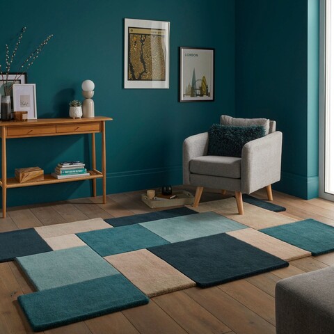 Covor Collage Teal, Flair Rugs, 200x290 cm, lana, turcoaz