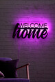 Decoratiune luminoasa LED, Welcome Home, MDF, 60 LED-uri, Roz