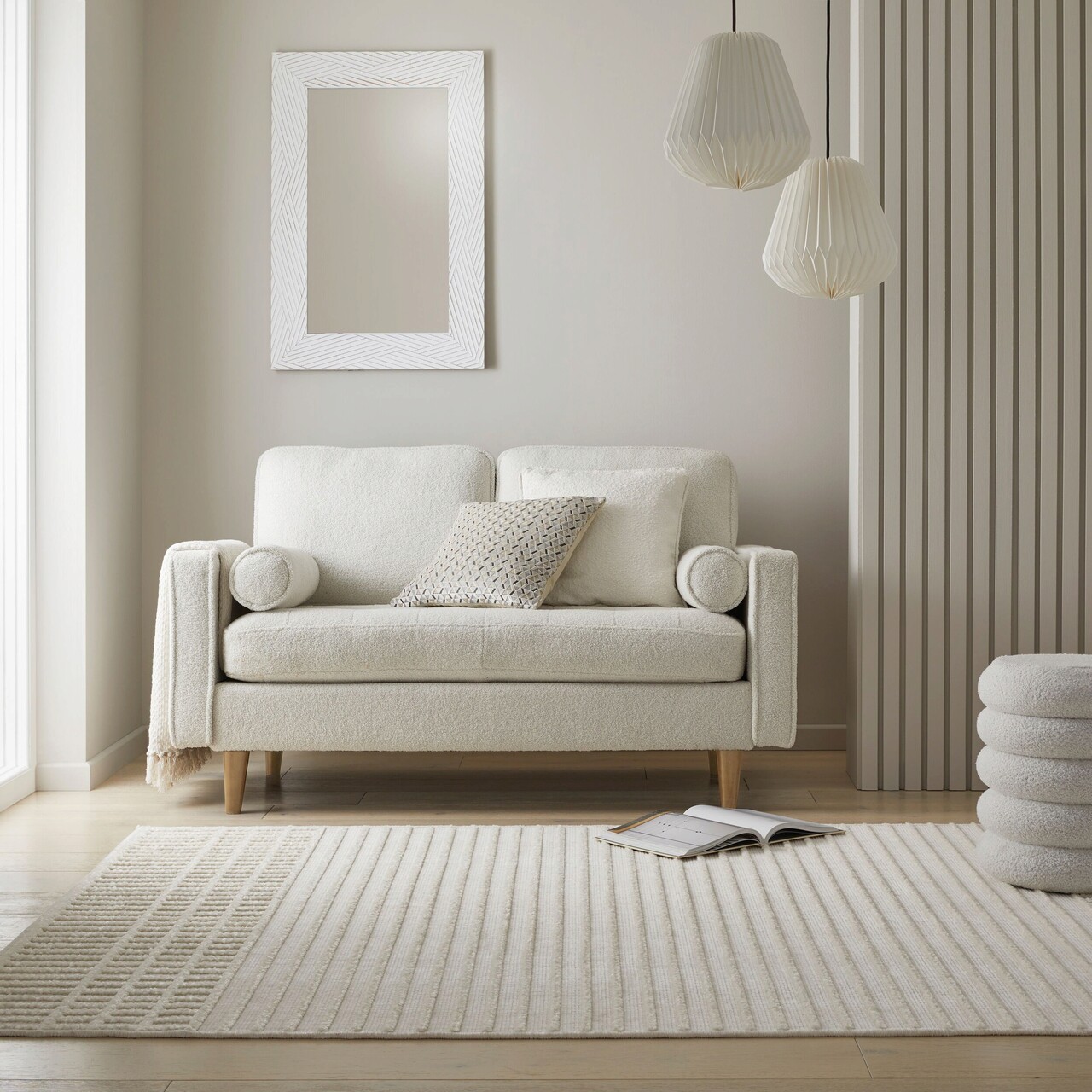 Covor Elton Stripe Wash Ivory, Flair Rugs, 200x320 cm, polipropilena/poliester, ivoriu