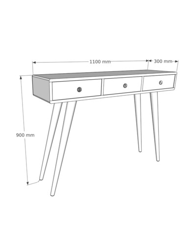 Consola, Woodface, Rolls, 110 x 30 x 90 cm, lemn solid de pin, nuc