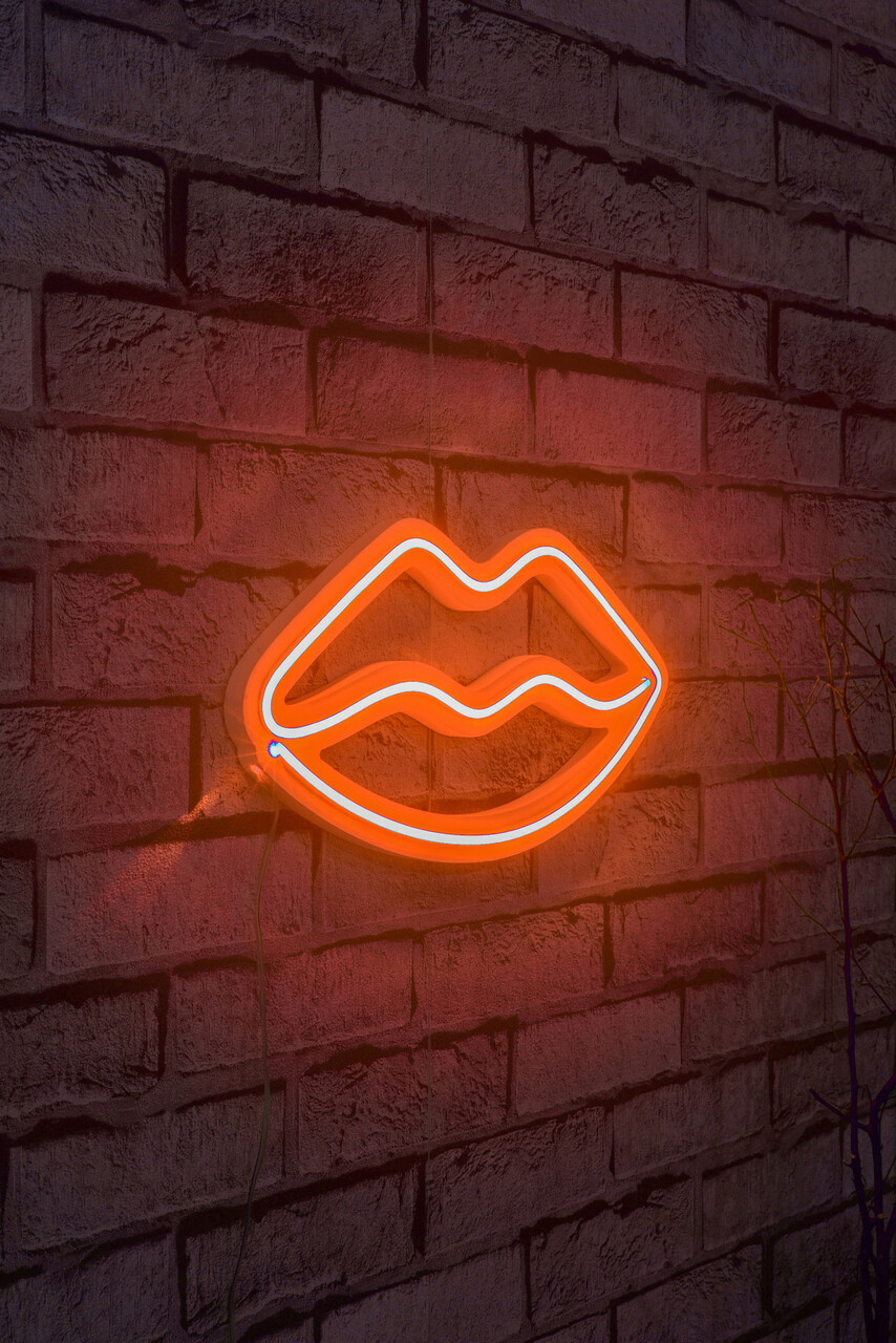 Decoratiune luminoasa LED, Lips, Benzi flexibile de neon, DC 12 V, Rosu