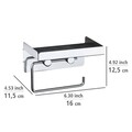 Suport hartie igienica, Wenko, 2 in 1, 16 x 12.5 x 11.5 cm, inox