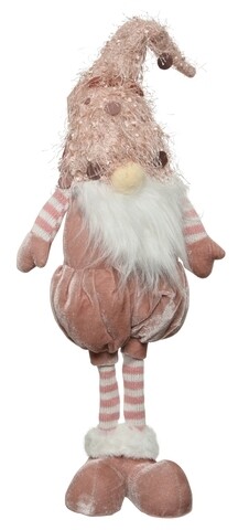 Decoratiune Gnome standing Boy, Decoris, 18x8x61 cm, poliester, roz