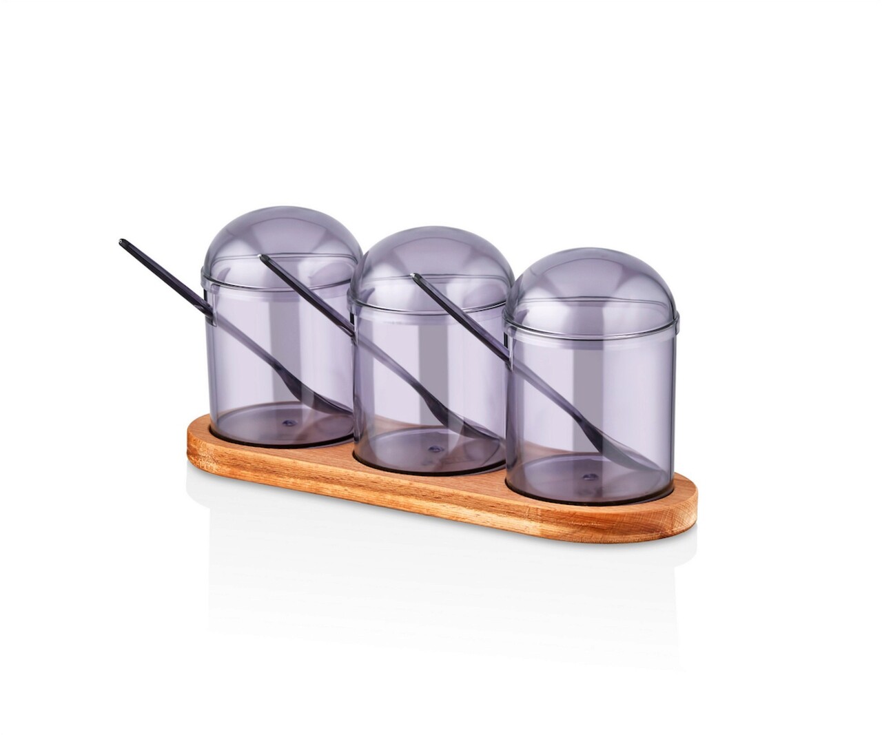 Set recipiente pentru condimente cu suport, Plasberg, 619PLS1154, Plastic, Maro/Mov - 1 | YEO