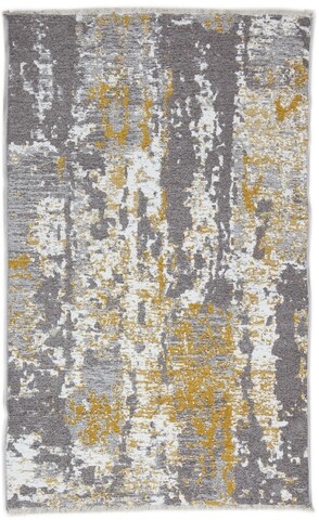 Covor Eko rezistent, NK 02 - Yellow, Grey, 100% poliester,  75 x 150 cm