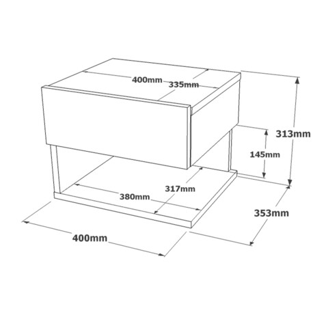 Noptiera LV27, Yardley, 40x31.3x35.3 cm, fixare pe perete, argintiu