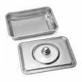 Tava pentru cuptor cu capac, Vanora Home, 39 x 29 x 7 cm, inox, argintiu