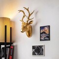 Decoratiune de perete, Bust of Deer, Poliester, Latime: 26 cm, Auriu