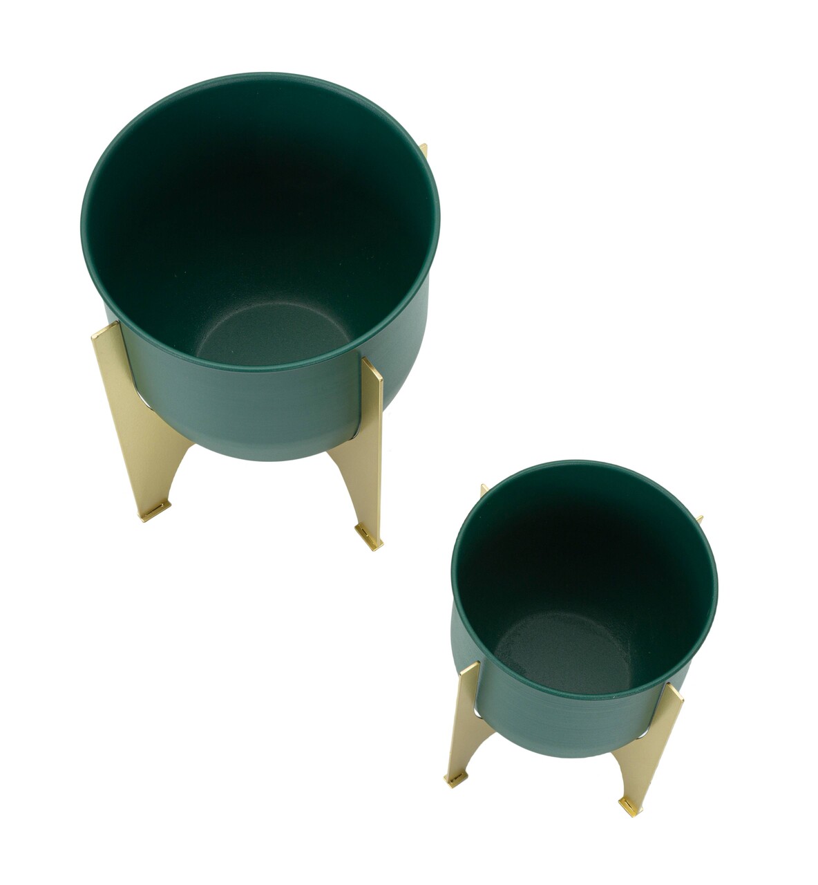 Set 2 ghivece Grent, Mauro Ferretti, 24.5x24.5x26 cm, fier, verde/auriu