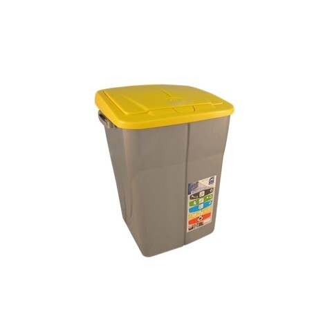 Cos de gunoi ECO BIN cu capac push, colectare selectiva, plastic, 45 L, galben