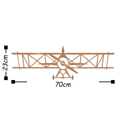 Decoratiune de perete, Airplane, Metal, 70 x 23 cm, Cupru