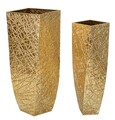 Set 2 ghivece / vase decorative Squer, Mauro Ferretti, 34x34x90 cm, fier, auriu