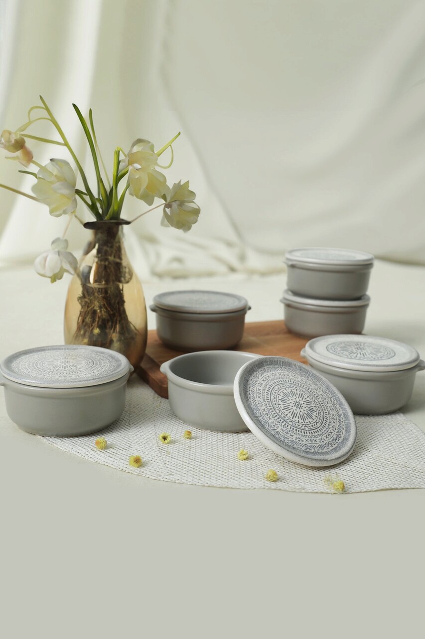 Set recipiente depozitare, Keramika, 275KRM2123, 100% CERAMICA / , Nu absoarbe apa, Alb mat