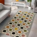 Covor Flower Bedora, 80x150 cm, 100% lana, multicolor, finisat manual