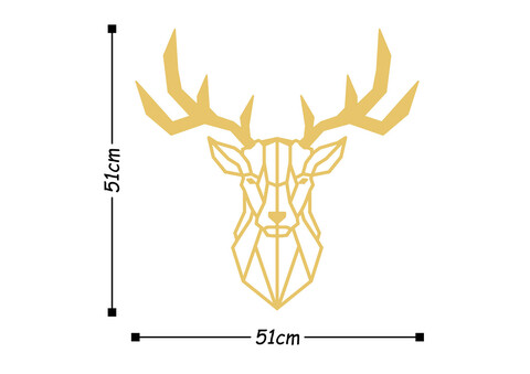 Decoratiune de perete, Deer2 Metal Decor, Metal, Dimensiune: 51 x 51 cm, Auriu