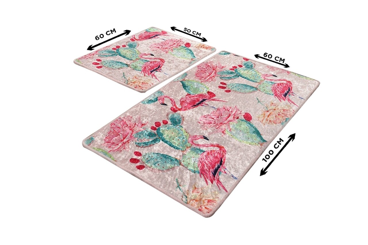 Set 2 covorase de baie Flamenco, Chilai, 50x60 cm/60x100 cm, multicolor - 2 | YEO