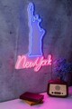 Decoratiune luminoasa LED, New York, Benzi flexibile de neon, DC 12 V, Roz / Albastru