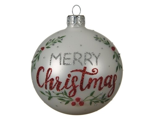 Poza Glob Merry Christmas, Decoris, Ã˜8 cm, sticla, alb