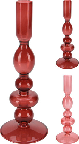 Suport pentru lumanare Classic, 8x8x22 cm, sticla, rosu