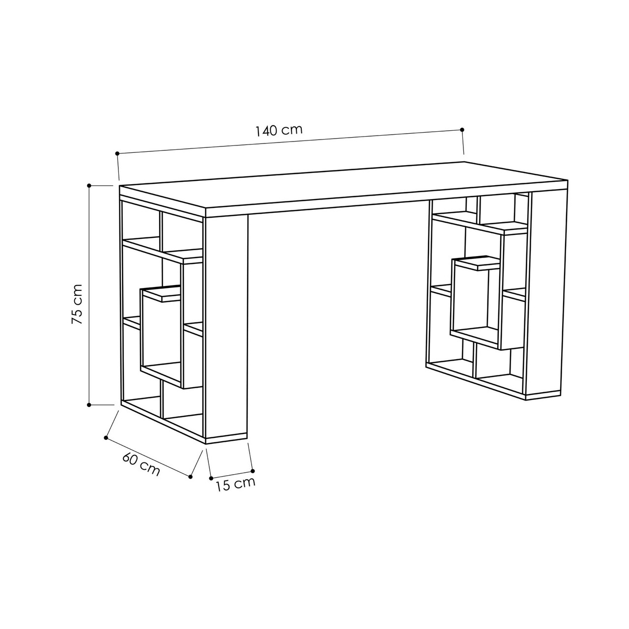 Birou Maze, Decortie, 140x60x75 cm, alb/bej - 2 | YEO