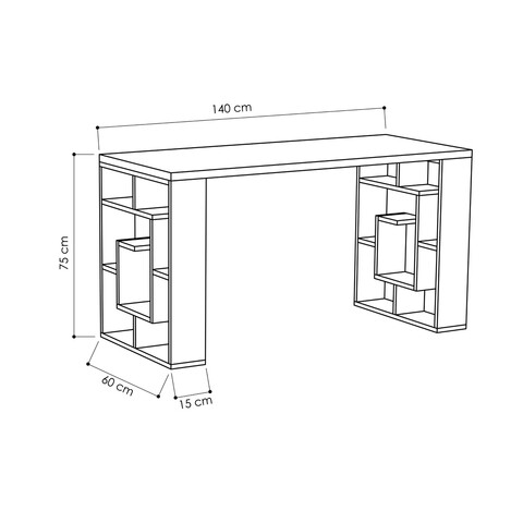 Birou Maze, Decortie, 140x60x75 cm, alb/bej