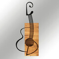 Decoratiune de perete, Gitar, lemn/metal, 39 x 13 cm, negru/maro