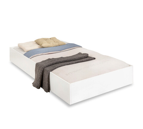 Pat extensibil, Çilek, White Pull-Out Bed (90X190 ), 93.2x24x194.5cm, Multicolor