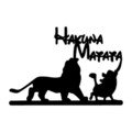 Decoratiune de perete, Hakuna Matata Lion And Piggy, Metal, Dimensiune: 58 x 1,5 x 39 cm, Negru