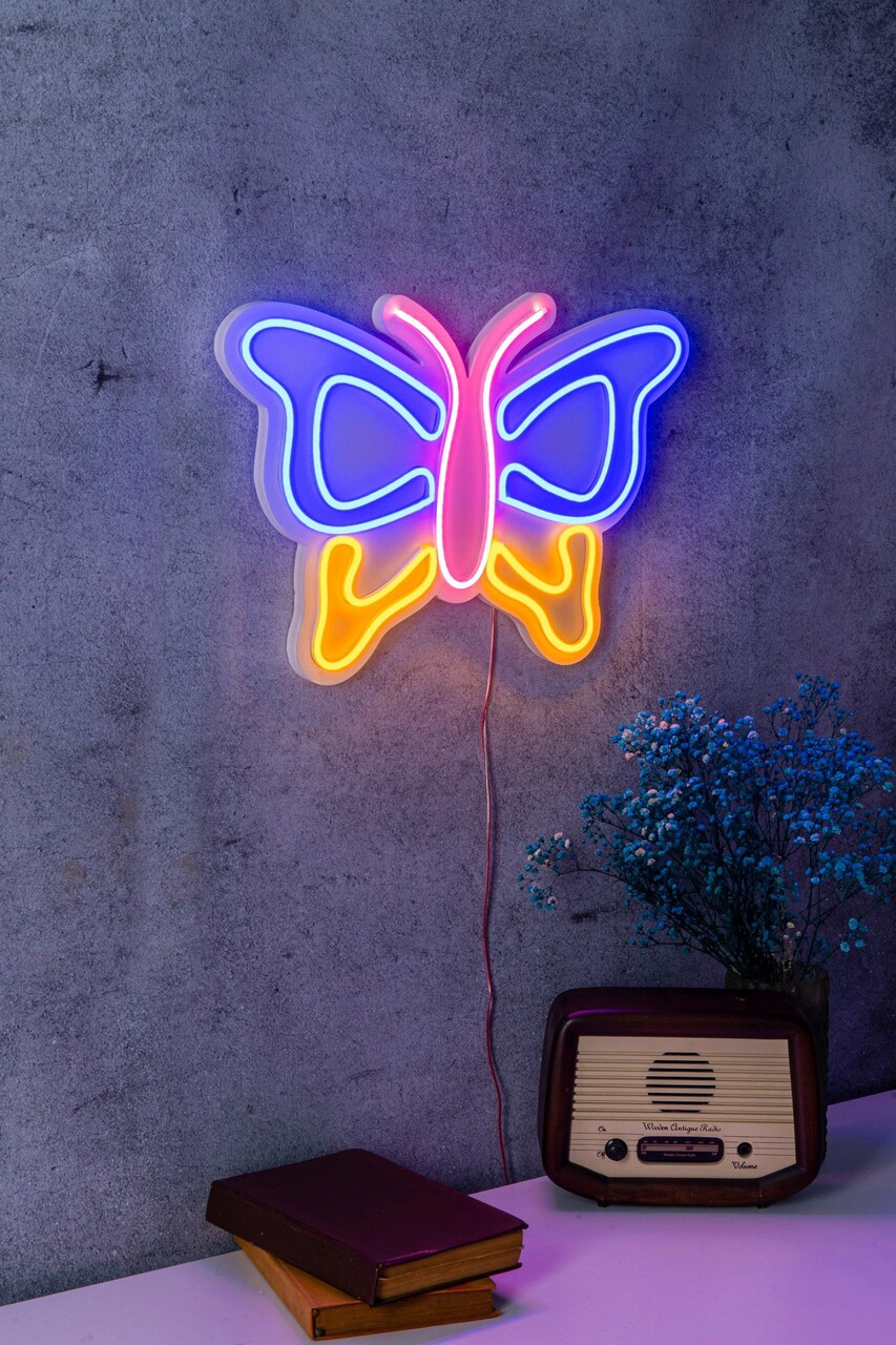 Decoratiune luminoasa LED, Butterfly, Benzi flexibile de neon, DC 12 V, Multicolor - 1 | YEO