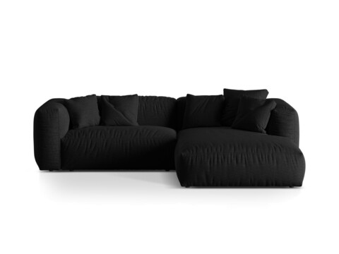 Coltar modular dreapta 2 locuri, Martina-169, Micadoni Home, 283x176x75 cm, tesatura structurata catifelata, negru