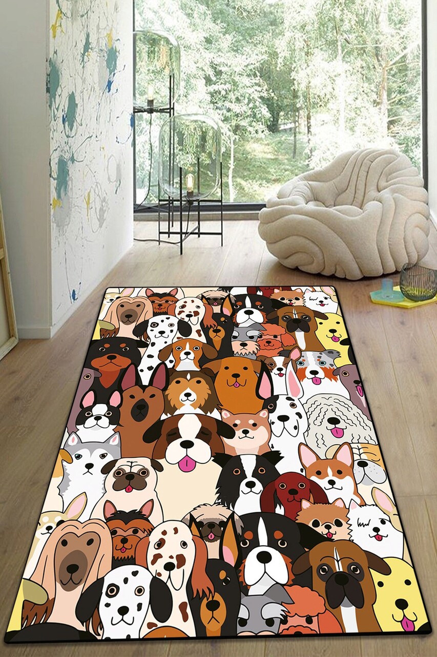 Covor, Dogs, 80x300 cm, Poliester, Multicolor