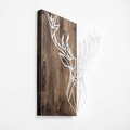 Decoratiune de perete, Deer1, 50% lemn/50% metal, Dimensiune: 56 x 58 cm, Nuc / Argint