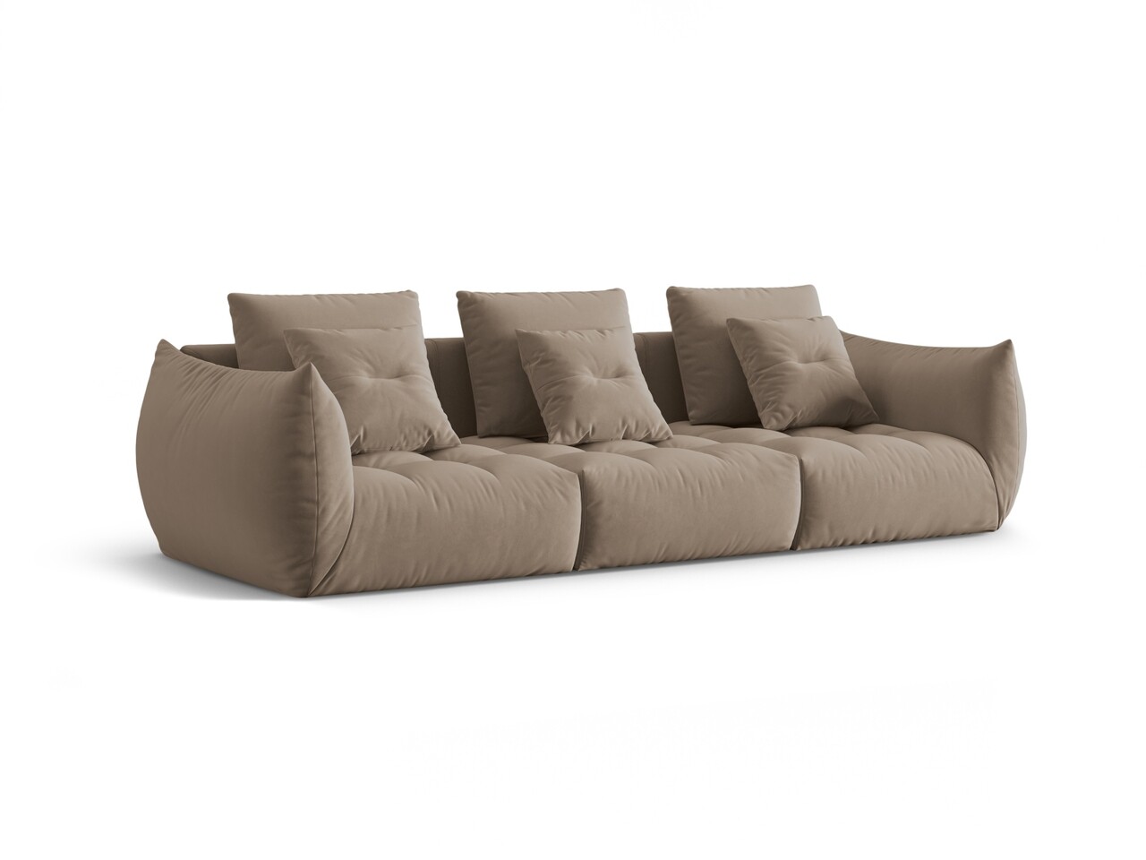 Canapea modulara 4 locuri, Bloom-184, Micadoni Home, 332x106x95 cm, catifea, maro deschis - 1 | YEO