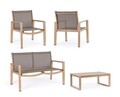 Set mobilier de gradina 4 piese Kallen, Bizzotto, aluminiu/textilena 2x1, natural