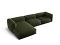 Coltar modular stanga 3 locuri, Martina-169, Micadoni Home, 332x176x75 cm, tesatura structurata catifelata, verde