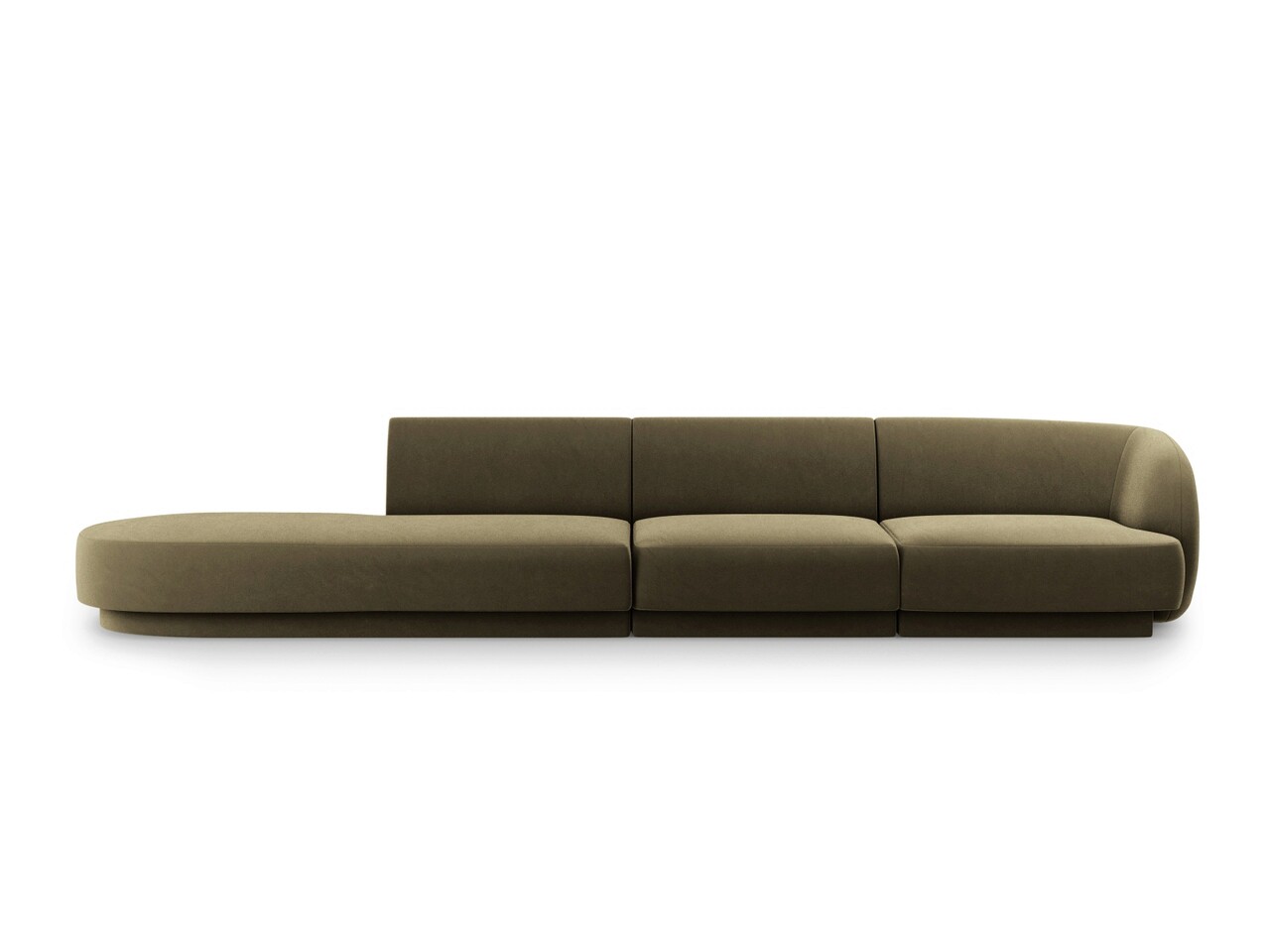 Canapea 4 locuri cotiera stanga, Miley, Micadoni Home, BL, 325x85x74 cm, catifea, verde