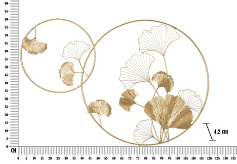 Decoratiune de perete Double Leaf, Mauro Ferretti, 120.5x80.5 cm, fier, auriu