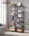 Biblioteca Vasagle, 100 x 30 x 170 cm, 10 compartimente, PAL/otel, maro rustic