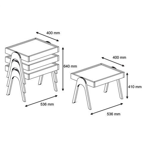 Set 3 masute Roma, Hommy Craft, 53.6x40x64 cm, maro