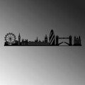 Decoratiune de perete, London Skyline, Metal, 105 x 18 cm, Negru