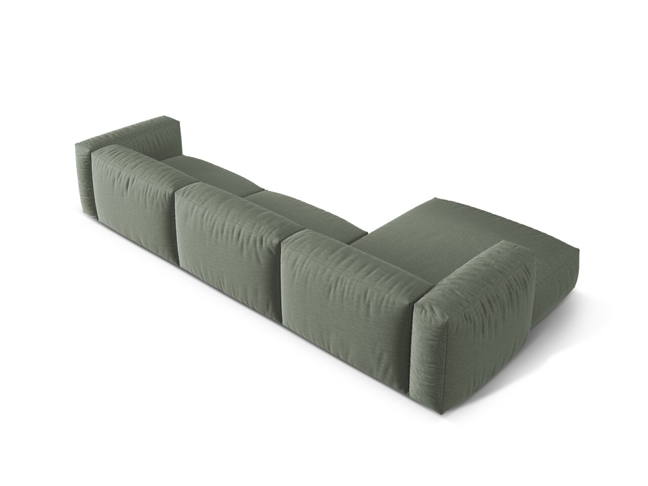 Coltar modular stanga 3 locuri, Martina-169, Micadoni Home, 332x176x75 cm, tesatura structurata catifelata, verde muschi - 1 | YEO