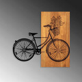 Decoratiune de perete, Historical Floral Bike, Lemn/metal, Dimensiune: 60 x 58 cm, Nuc / Negru