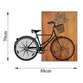 Decoratiune de perete, Historical Floral Bike, Lemn/metal, Dimensiune: 88 x 70 cm, Nuc / Negru