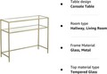 Consola Lines, Vasagle, 100 x 35 x 80 cm, otel/sticla temperata, auriu