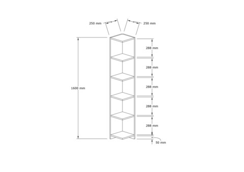 Corp biblioteca, Puqa Design, Ravella, 25x160x25 cm, PAL, Alb