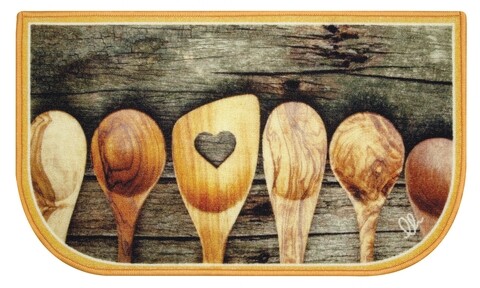 Covor pentru bucatarie, Olivo Tappeti, California Mezzaluna Digital 2, Wood Spoons, 44 x 75 cm, nailon, multicolor