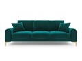 Canapea, Madara, Mazzini Sofas, 4 locuri, gold legs, 237x102x90 cm, catifea, turcoaz