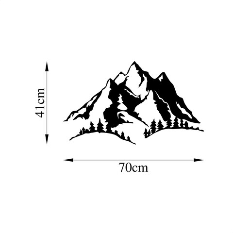 Decoratiune de perete, Mountain, Metal, 70 x 41 cm, Negru