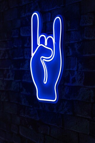 Decoratiune luminoasa LED, Rock N Roll Sign,  Benzi flexibile de neon, DC 12 V, Albastru